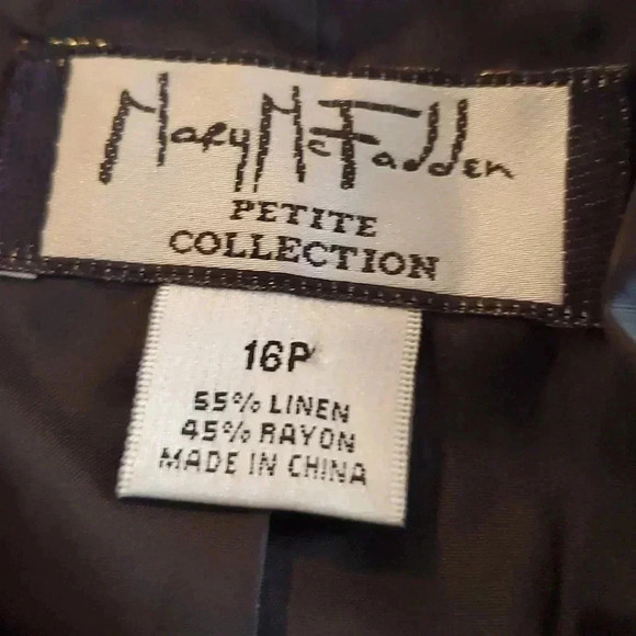 Mary McFadden Collection Black Blazer Linen Blend Embrodered  Size 16 P - Picture 8 of 8
